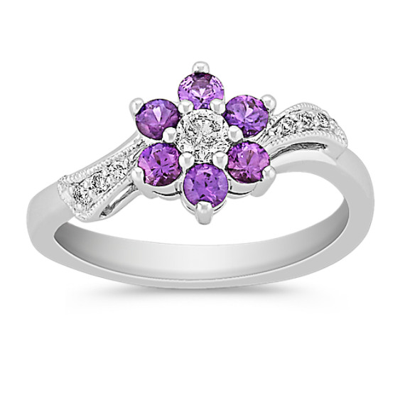Round Lavender Sapphire and Diamond Ring Round Lavender Sapphire and Diamond Ring