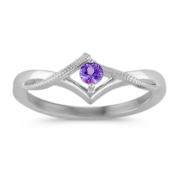Round Lavender Sapphire Ring in Sterling Silver Round Lavender Sapphire Ring in Sterling Silver