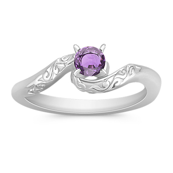 Round Lavender Sapphire Ring in Sterling Silver Round Lavender Sapphire Ring in Sterling Silver