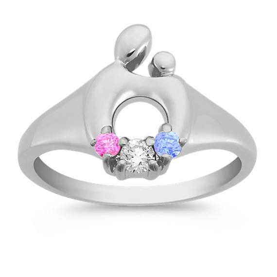Round Multi-Colored Sapphire and Diamond Mother & Child® Ring by Janel Russell Round Multi-Colored Sapphire and Diamond Mother & Child® Ring by Janel Russell