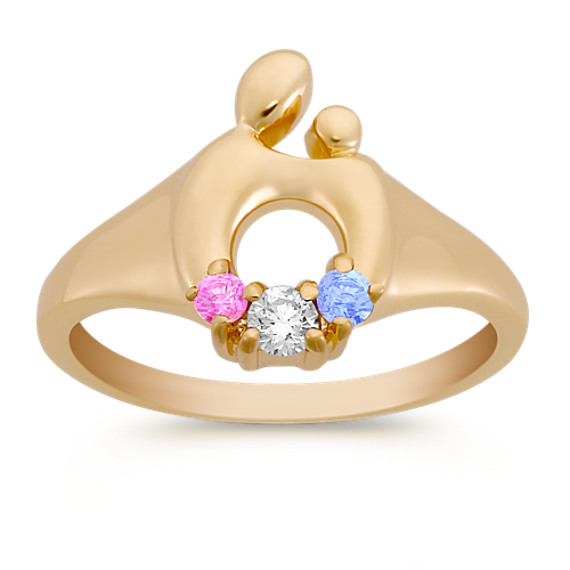 Round Multi-Colored Sapphire and Diamond Mother & Child® Ring by Janel Russell Round Multi-Colored Sapphire and Diamond Mother & Child® Ring by Janel Russell