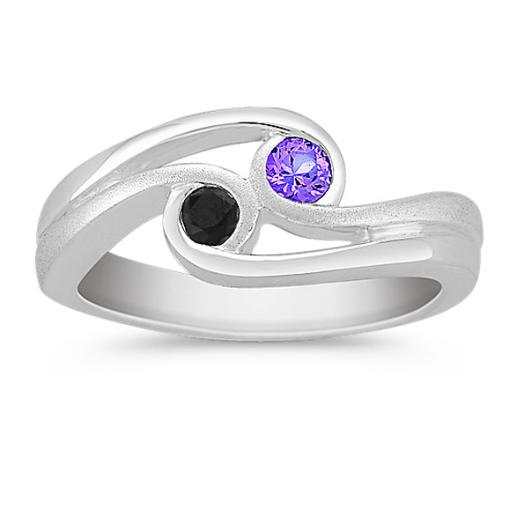 Round Multi-Colored Sapphire Ring in Sterling Silver Round Multi-Colored Sapphire Ring in Sterling Silver
