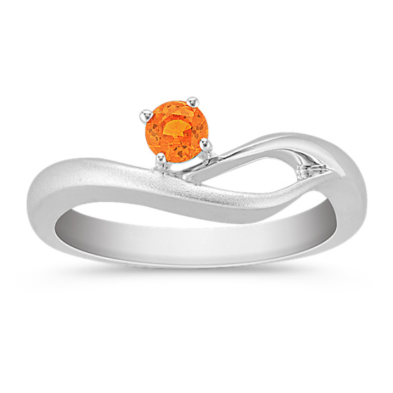 Round Orange Sapphire Ring in Sterling Silver Round Orange Sapphire Ring in Sterling Silver