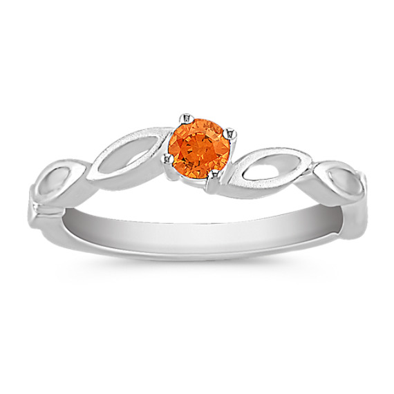 Round Orange Sapphire Ring in Sterling Silver Round Orange Sapphire Ring in Sterling Silver