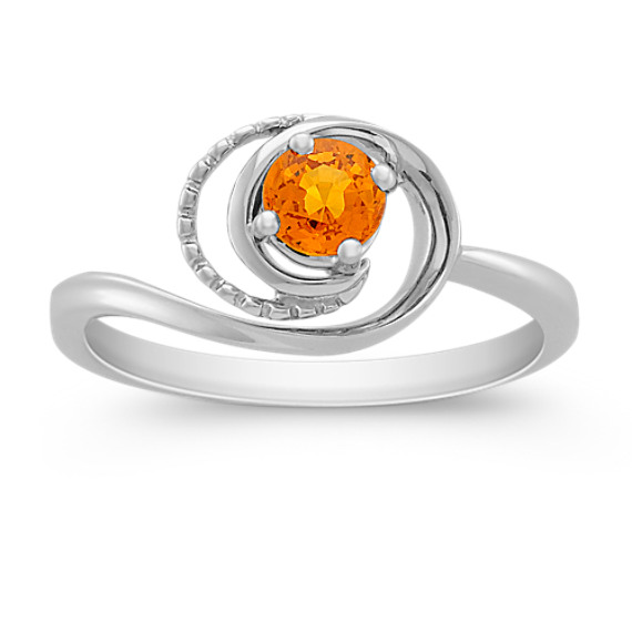 Round Orange Sapphire Ring Round Orange Sapphire Ring