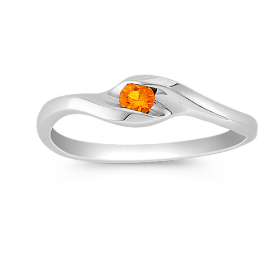 Round Orange Sapphire Ring Round Orange Sapphire Ring