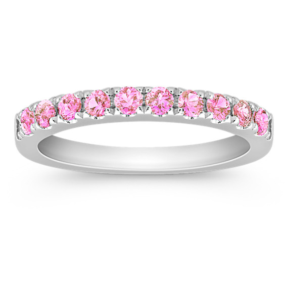 Round Pink Sapphire Wedding Band Round Pink Sapphire Wedding Band
