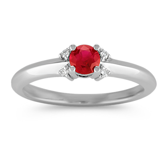 Round Ruby and Diamond Ring in Sterling Silver Round Ruby and Diamond Ring in Sterling Silver