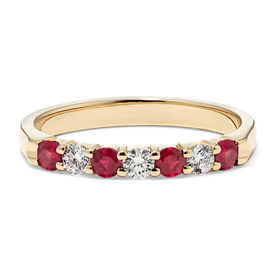 Round Ruby and Diamond Wedding Band Round Ruby and Diamond Wedding Band