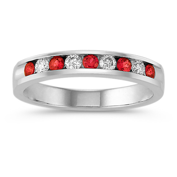Round Ruby and Diamond Wedding Band Round Ruby and Diamond Wedding Band