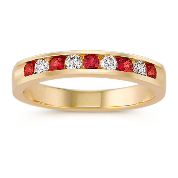 Round Ruby and Diamond Wedding Band Round Ruby and Diamond Wedding Band