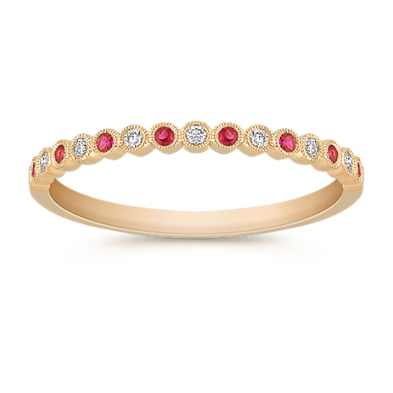 Round Ruby and Diamond Wedding Band Round Ruby and Diamond Wedding Band