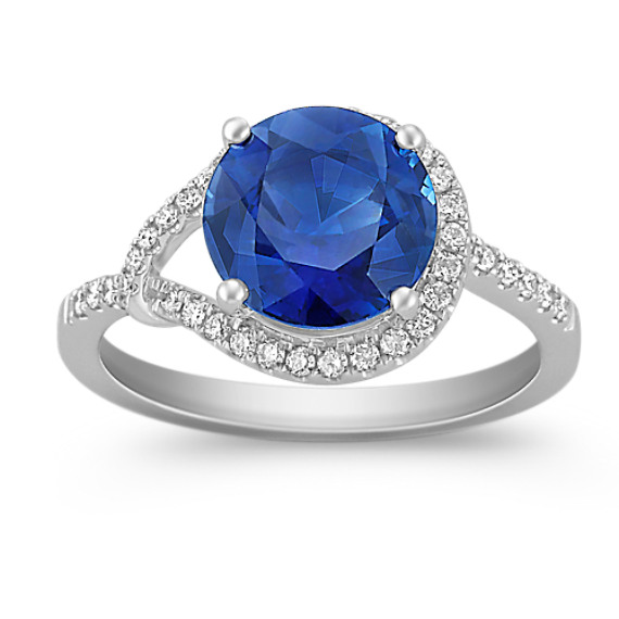 Round Sapphire and Diamond Ring Round Sapphire and Diamond Ring