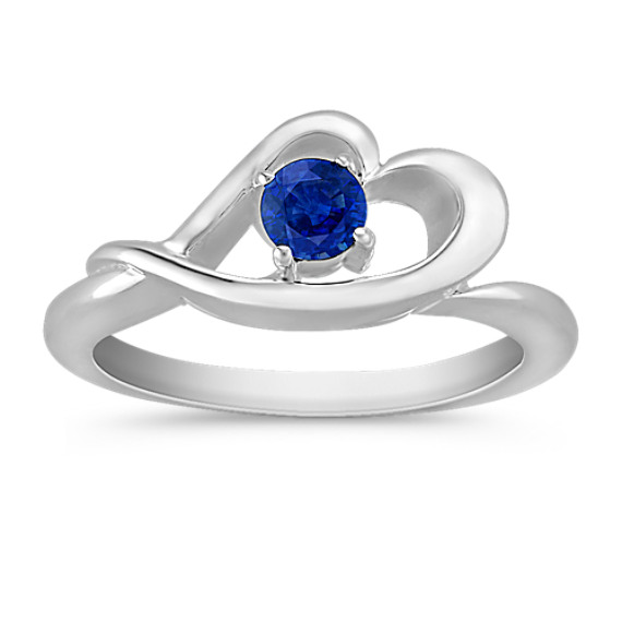 Round Sapphire Ring in Sterling Silver Round Sapphire Ring in Sterling Silver