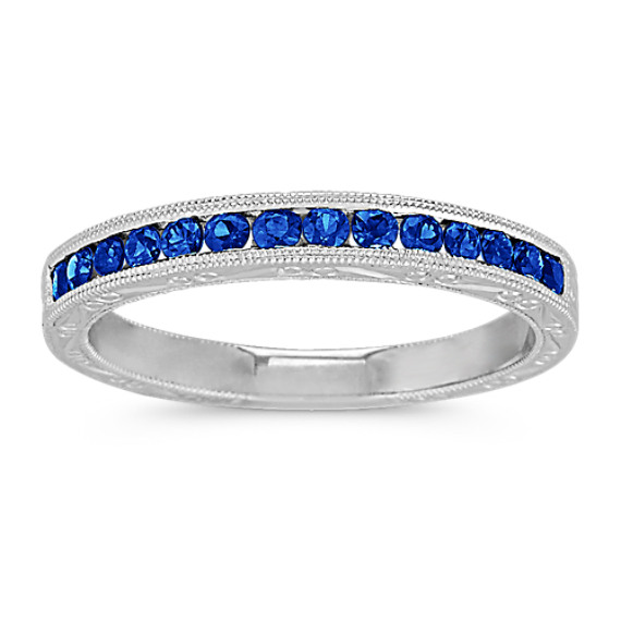Round Sapphire Wedding Band with Channel-Setting Round Sapphire Wedding Band with Channel-Setting