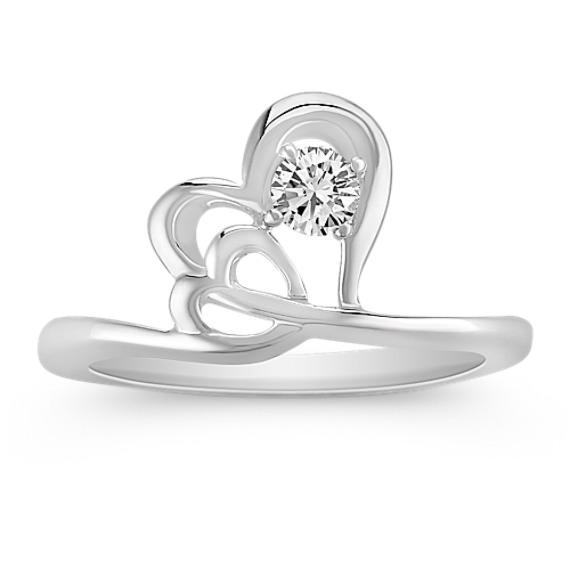 Round White Sapphire Ring in Sterling Silver Round White Sapphire Ring in Sterling Silver