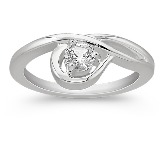 Round White Sapphire Ring in Sterling Silver Round White Sapphire Ring in Sterling Silver