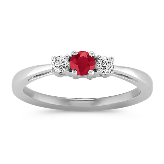 Ruby and Diamond Three-Stone Ring Ruby and Diamond Three-Stone Ring