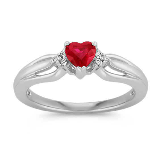 Ruby Heart and Round Diamond Fashion Ring Ruby Heart and Round Diamond Fashion Ring