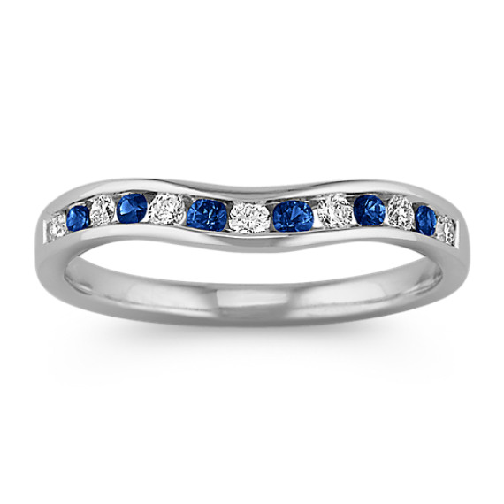 Sapphire and Diamond Contour Wedding Band with Channel-Setting Sapphire and Diamond Contour Wedding Band with Channel-Setting