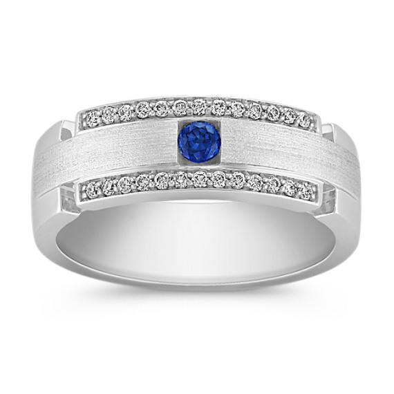 Sapphire and Diamond Ring with Pavé Setting Sapphire and Diamond Ring with Pavé Setting