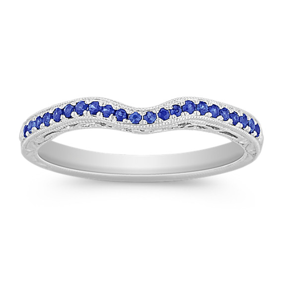 Sapphire Contour Wedding Band with Pavé Setting Sapphire Contour Wedding Band with Pavé Setting