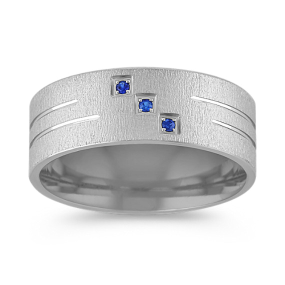 Sapphire Men's Ring with Satin Finish Sapphire Men's Ring with Satin Finish