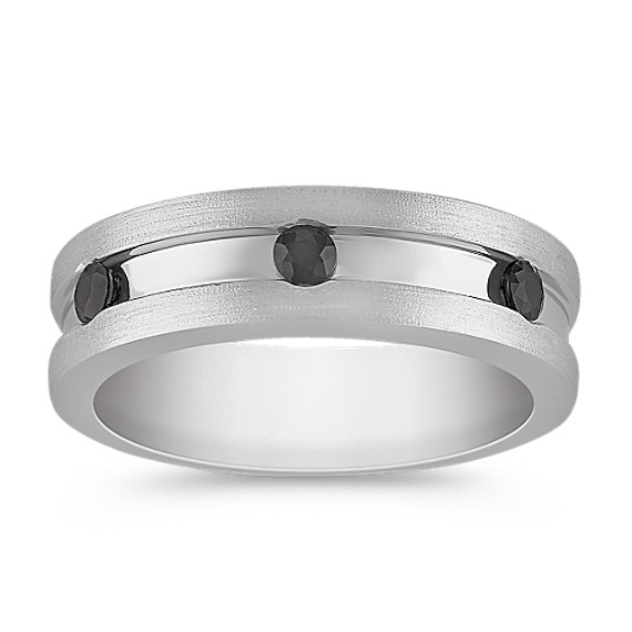 Spaced Round Black Sapphire Ring with Channel Setting Spaced Round Black Sapphire Ring with Channel Setting