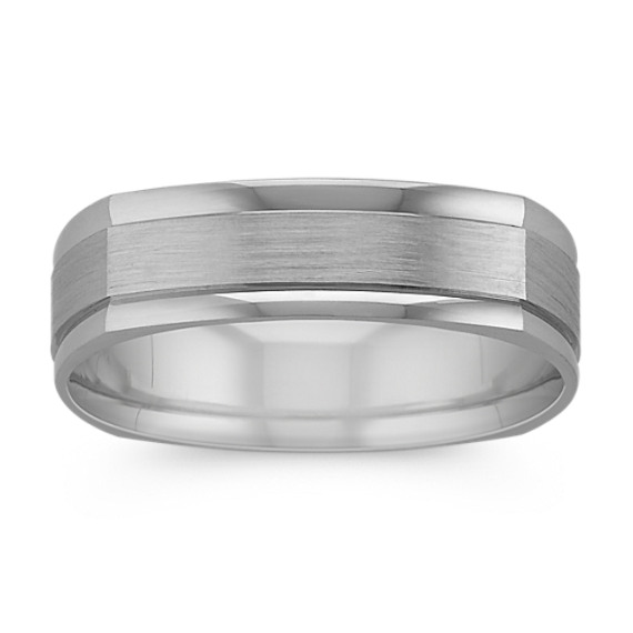Square 14k White Gold Comfort Fit Ring with Satin Finish (6mm) Square 14k White Gold Comfort Fit Ring with Satin Finish (6mm)