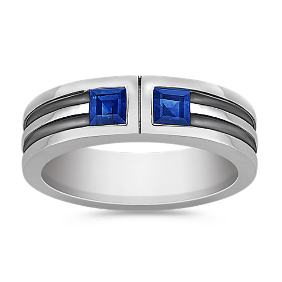 Square Cut Sapphire Ring with Bezel Setting Square Cut Sapphire Ring with Bezel Setting