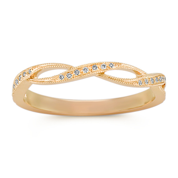 Stackable Infinity Yellow Gold Vintage Diamond Ring Stackable Infinity Yellow Gold Vintage Diamond Ring