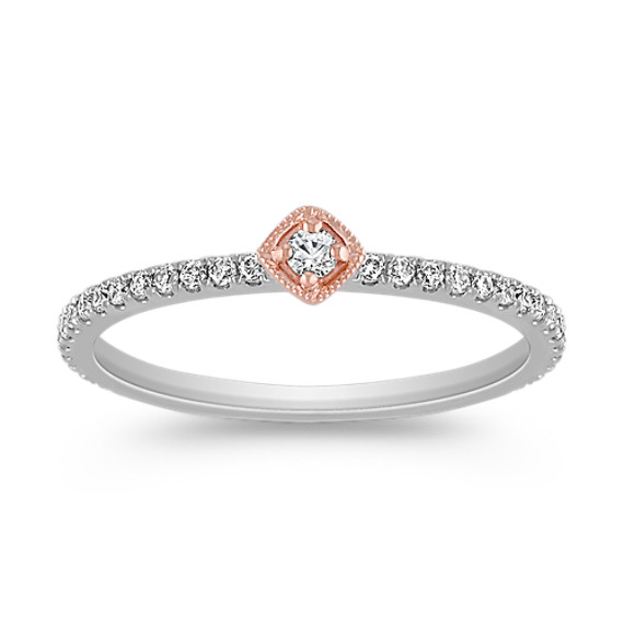 Stackable Square Diamond Ring in White and Rose Gold Stackable Square Diamond Ring in White and Rose Gold