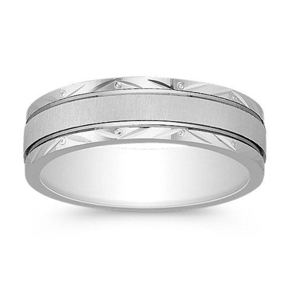Sterling Silver and 14k White Gold Comfort Fit Ring (6mm) Sterling Silver and 14k White Gold Comfort Fit Ring (6mm)