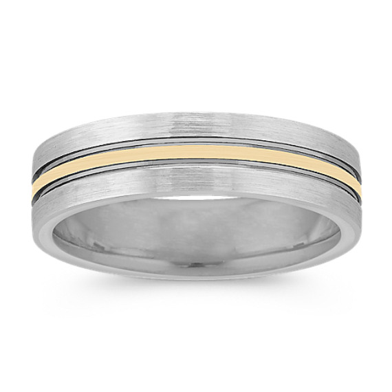 Sterling Silver and 14k White Gold Comfort Fit Ring (6mm) Sterling Silver and 14k White Gold Comfort Fit Ring (6mm)