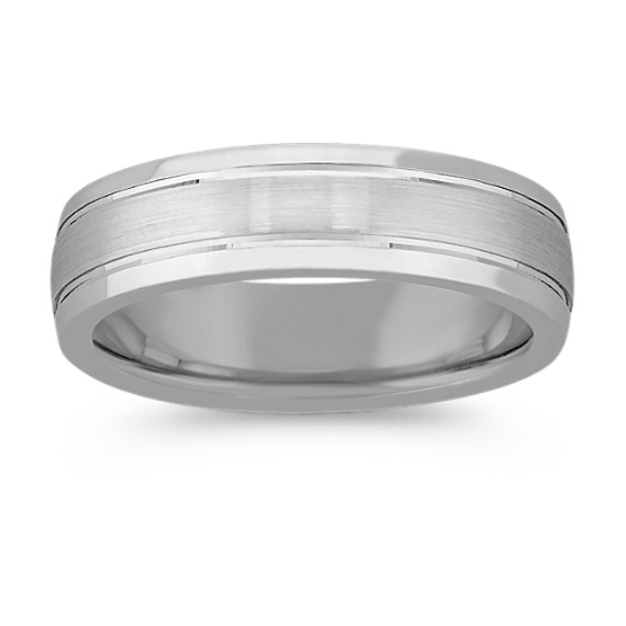 Sterling Silver and 14k White Gold Comfort Fit Ring (6mm) Sterling Silver and 14k White Gold Comfort Fit Ring (6mm)