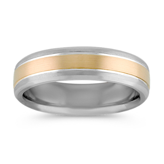 Sterling Silver and 14k Yellow Gold Ring with Satin Finish (6mm) Sterling Silver and 14k Yellow Gold Ring with Satin Finish (6mm)