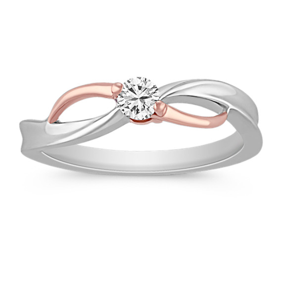 Swirl Diamond Ring in Sterling Silver and Rose Gold Swirl Diamond Ring in Sterling Silver and Rose Gold