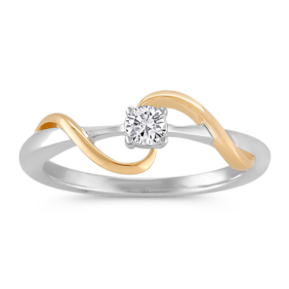 Swirl Diamond Ring in Sterling Silver and Yellow Gold Swirl Diamond Ring in Sterling Silver and Yellow Gold