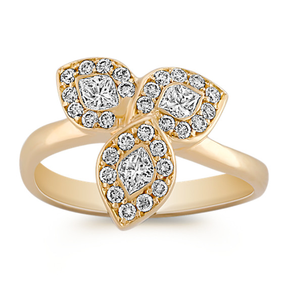 Three Petal Calla Cut and Round Diamond Ring Three Petal Calla Cut and Round Diamond Ring