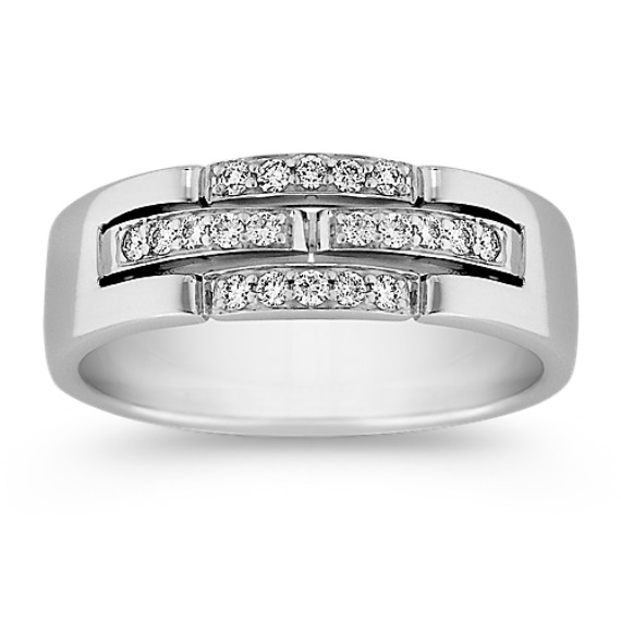 Three-Row Round Diamond Wedding Band Three-Row Round Diamond Wedding Band