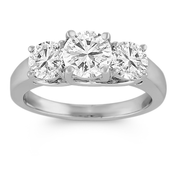 Three-Stone Diamond Ring in 14k White Gold Three-Stone Diamond Ring in 14k White Gold