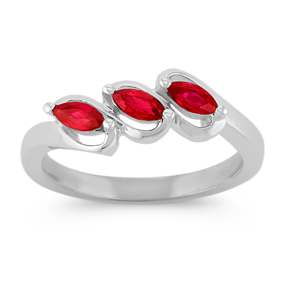 Three-Stone Marquise Ruby Ring Three-Stone Marquise Ruby Ring