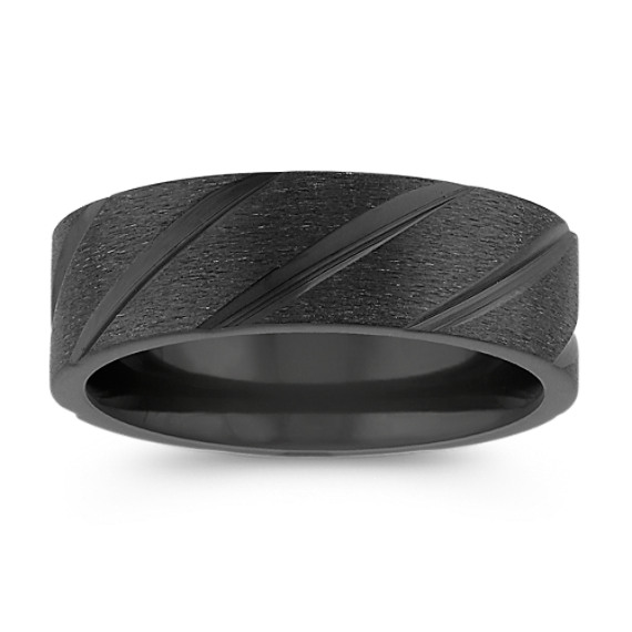 Titanium Men's Ring with Diagonal Engraving and Satin Finish (7mm) Titanium Men's Ring with Diagonal Engraving and Satin Finish (7mm)