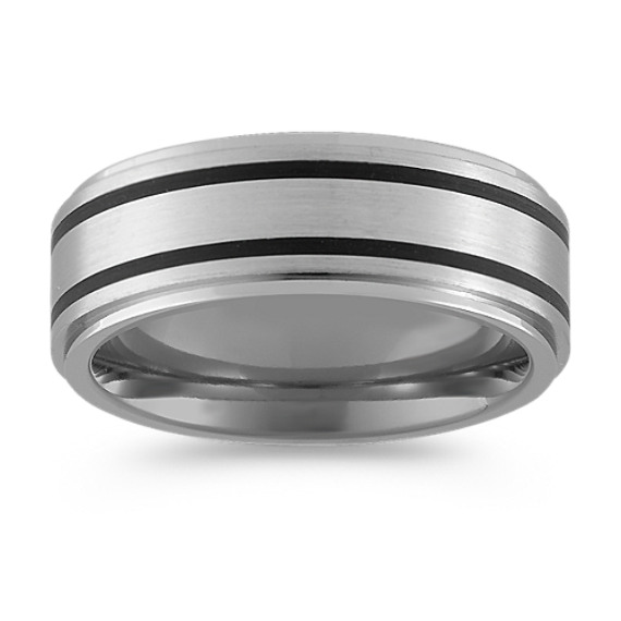 Titanium Ring with Engraved Black Lines (8mm) Titanium Ring with Engraved Black Lines (8mm)