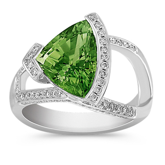 Trillion Green Sapphire and Round Diamond Ring Trillion Green Sapphire and Round Diamond Ring