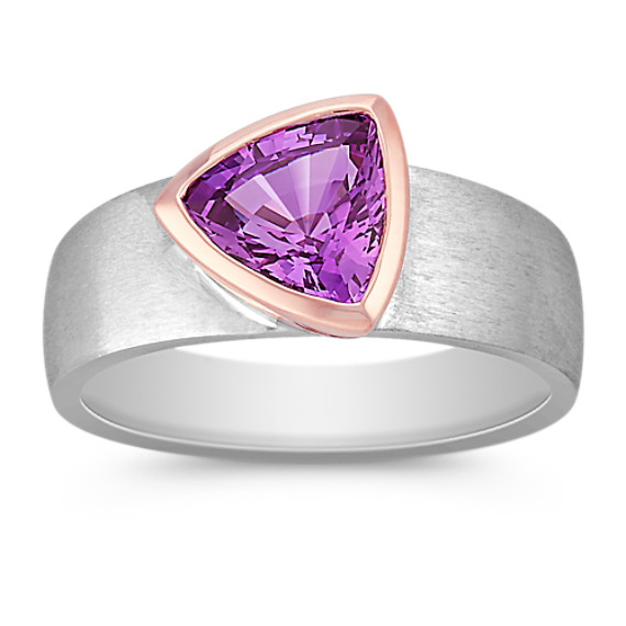 Trillion Lavender Sapphire Ring in Rose and White Gold Trillion Lavender Sapphire Ring in Rose and White Gold
