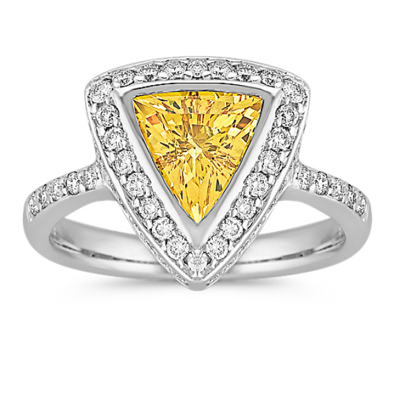 Trillion Yellow Sapphire and Round Diamond Ring Trillion Yellow Sapphire and Round Diamond Ring