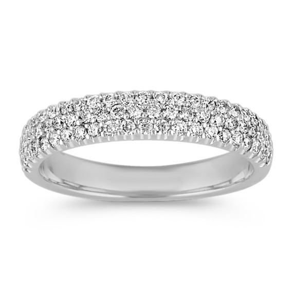 Triple Row Diamond Wedding Band with Pavé Setting Triple Row Diamond Wedding Band with Pavé Setting