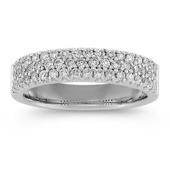 Triple Row Round Diamond Wedding Band Triple Row Round Diamond Wedding Band