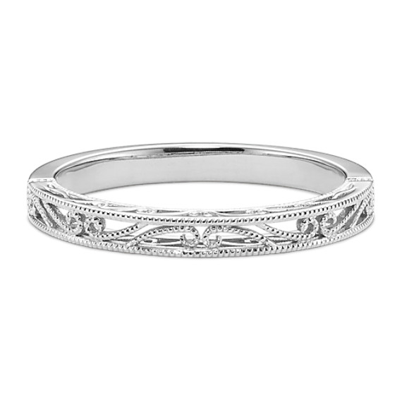 Vintage 14k White Gold Wedding Band